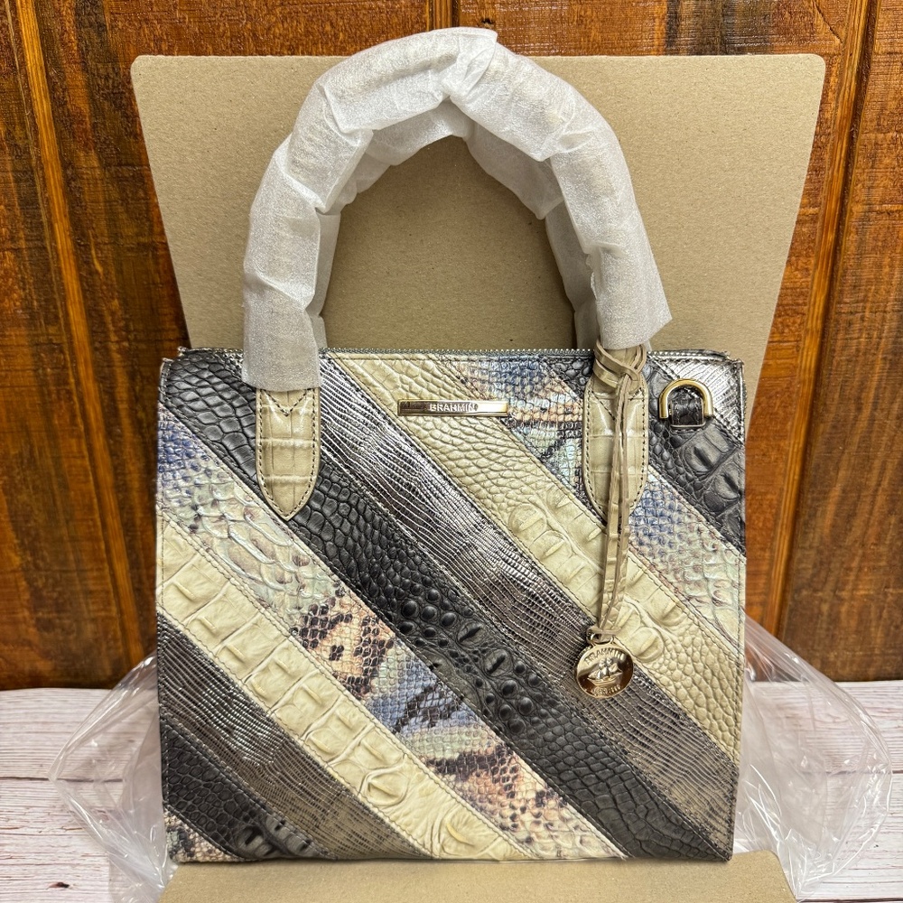 Brahmin Small Caroline Leather Satchel - Anthracite Flashback